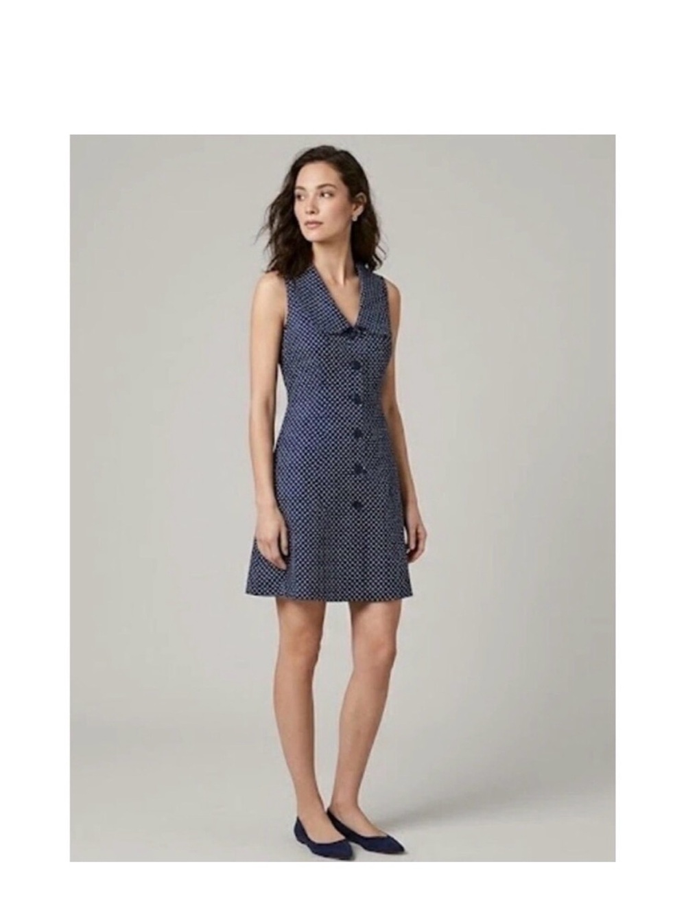 Caroline Constas Navy and White Polka Dot Sleeveless Mini Dress Size 6